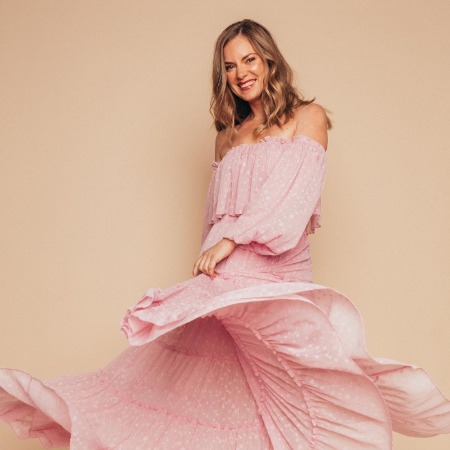 Cindy Busby in her fancy clothes.